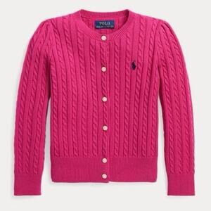 Polo Ralph Lauren Toddler Girls Pink Mini-Cable Cotton Cardigan - SZ 2 T